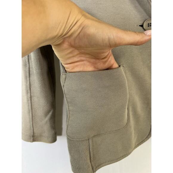 JAMES PERSE Women's Taupe Brown Sweatshirt Shawl Collar Blazer Sz 1 S Fall USA - Picture 7 of 11